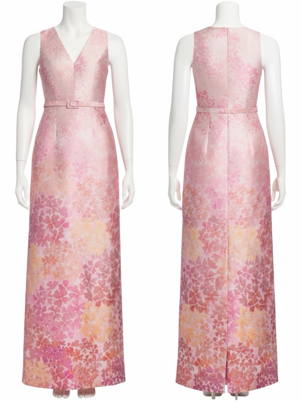 SACHIN BABI Adellyn Women’s V-Neck Pink Floral Print Column Evening Maxi Gown - Picture 10 of 15